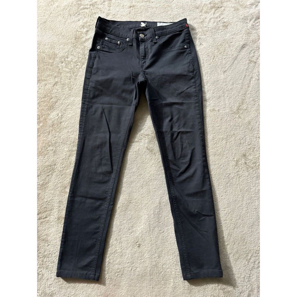 Rag and Bone Womens Skinny Jeans Black Denim Stretchy Mid Rise Sz 27